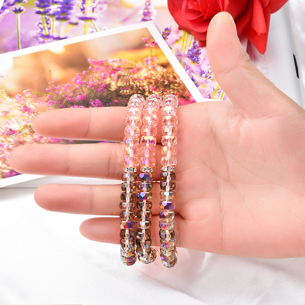 Crystal Pearls Bracelet Exquisite Stylish Watch Band for Apple Watch Series 8 41mm / Series 7 41mm / SE / SE(2022) / Series 6 / 5 / 4 40mm / Series 3 / 2 / 1 38mm - Crystal Pink - UNIQBUY