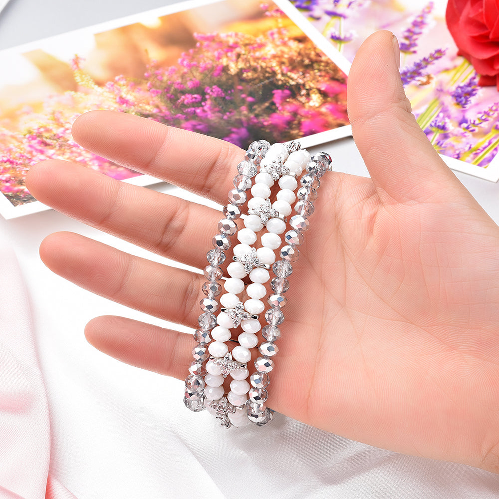 Crystal Pearls Bracelet Exquisite Stylish Watch Band for Apple Watch Series 8 41mm / Series 7 41mm / SE / SE(2022) / Series 6 / 5 / 4 40mm / Series 3 / 2 / 1 38mm - Crystal White - UNIQBUY