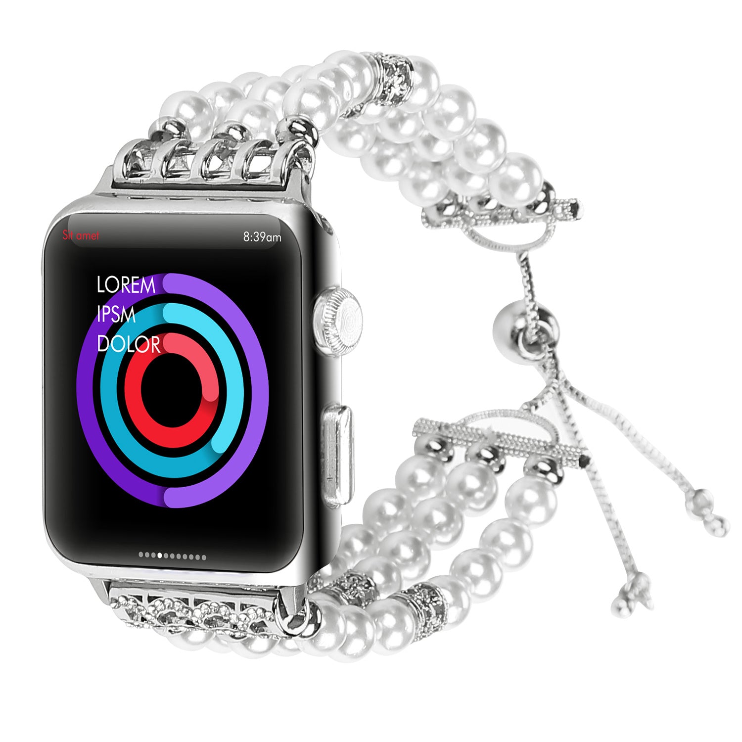 Stylish Agate Pearl Watch Strap Replacement Band for Apple Watch Series 8 41mm / Series 7 41mm / Apple Watch Series 1 / 2 / 3 38mm / Apple Watch Series SE / SE(2022) / 6 / 5 / 4 40mm - Pearl / White - UNIQBUY