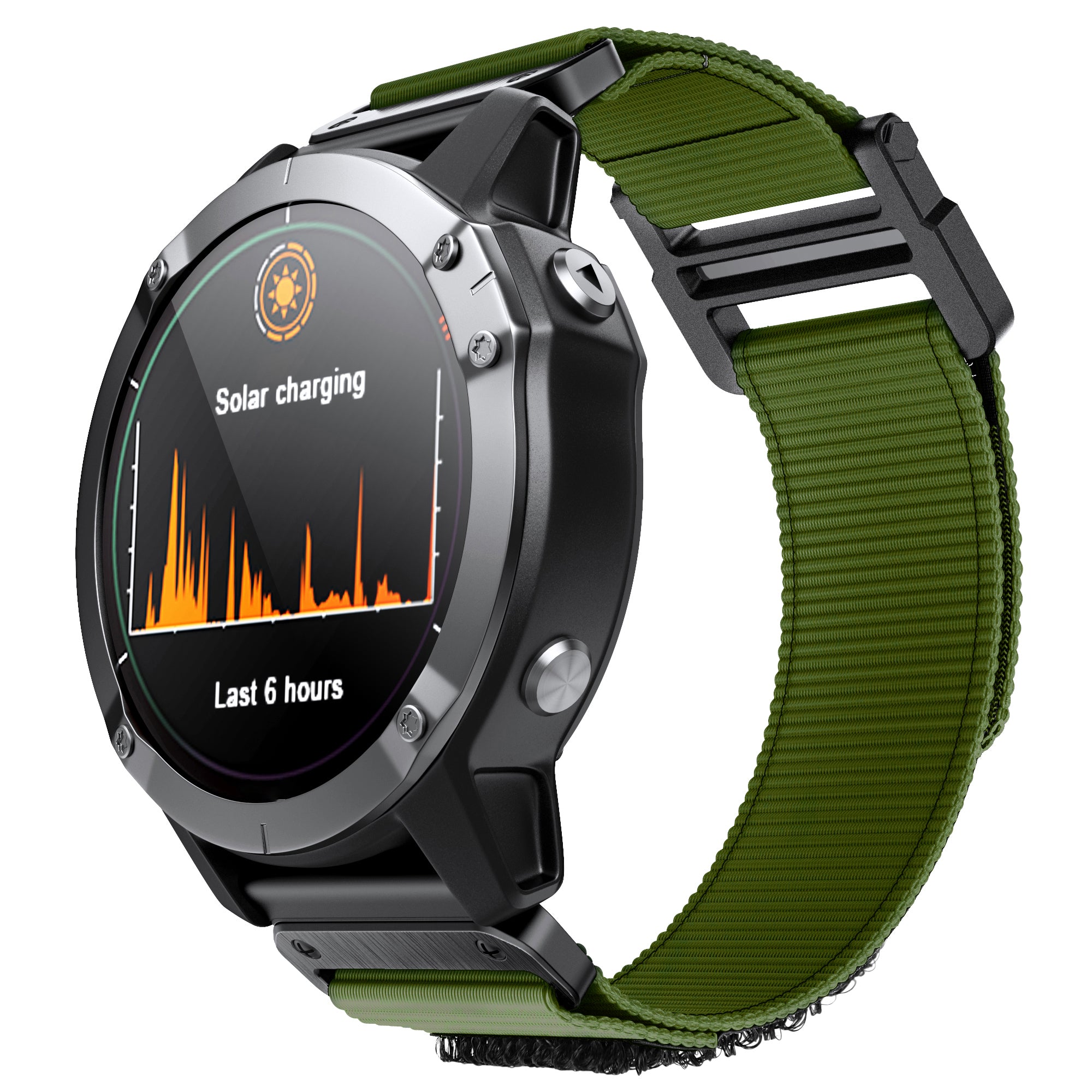 26mm Sport Loop Strap for Garmin Fenix 7X/6X/5X, Breathable Nylon Adjustable Elastic Replacement Band - Army Green - UNIQBUY