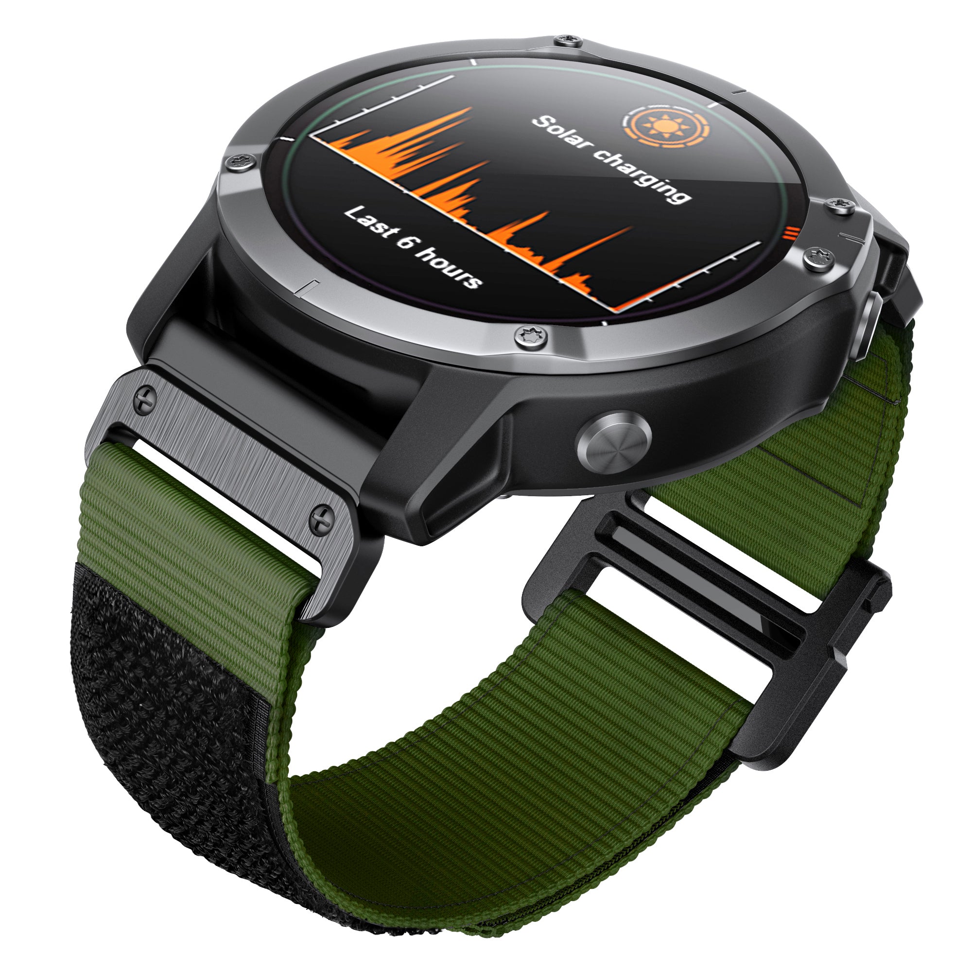 26mm Sport Loop Strap for Garmin Fenix 7X/6X/5X, Breathable Nylon Adjustable Elastic Replacement Band - Army Green - UNIQBUY