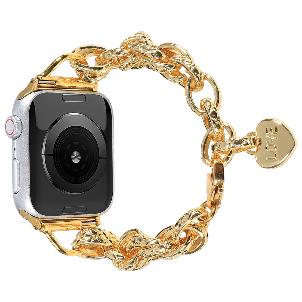 For Apple Watch Ultra 49mm / Series 8 45mm / 7 45mm / Watch SE 44mm / SE (2022) 44mm / Series 6 / 5 / 4 44mm / Series 3 / 2 / 1 42mm Watch Strap Stainless Steel 22mm Smart Watch Bracelet - Gold - UNIQBUY
