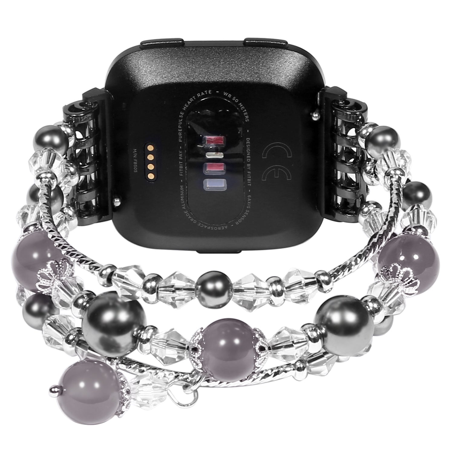 For Fitbit Versa/Versa 2/Versa Lite Agate Bracelet Watch Band Replacement Stylish Strap Wrist - Black