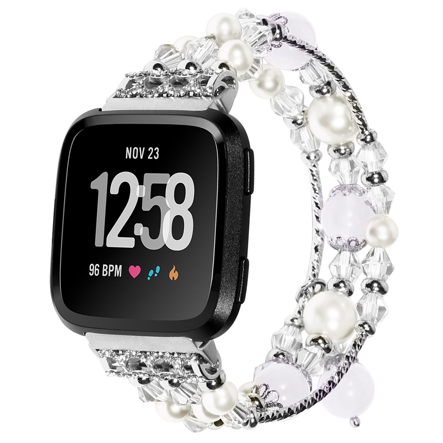For Fitbit Versa/Versa 2/Versa Lite Agate Bracelet Watch Band Replacement Stylish Strap Wrist - Silver