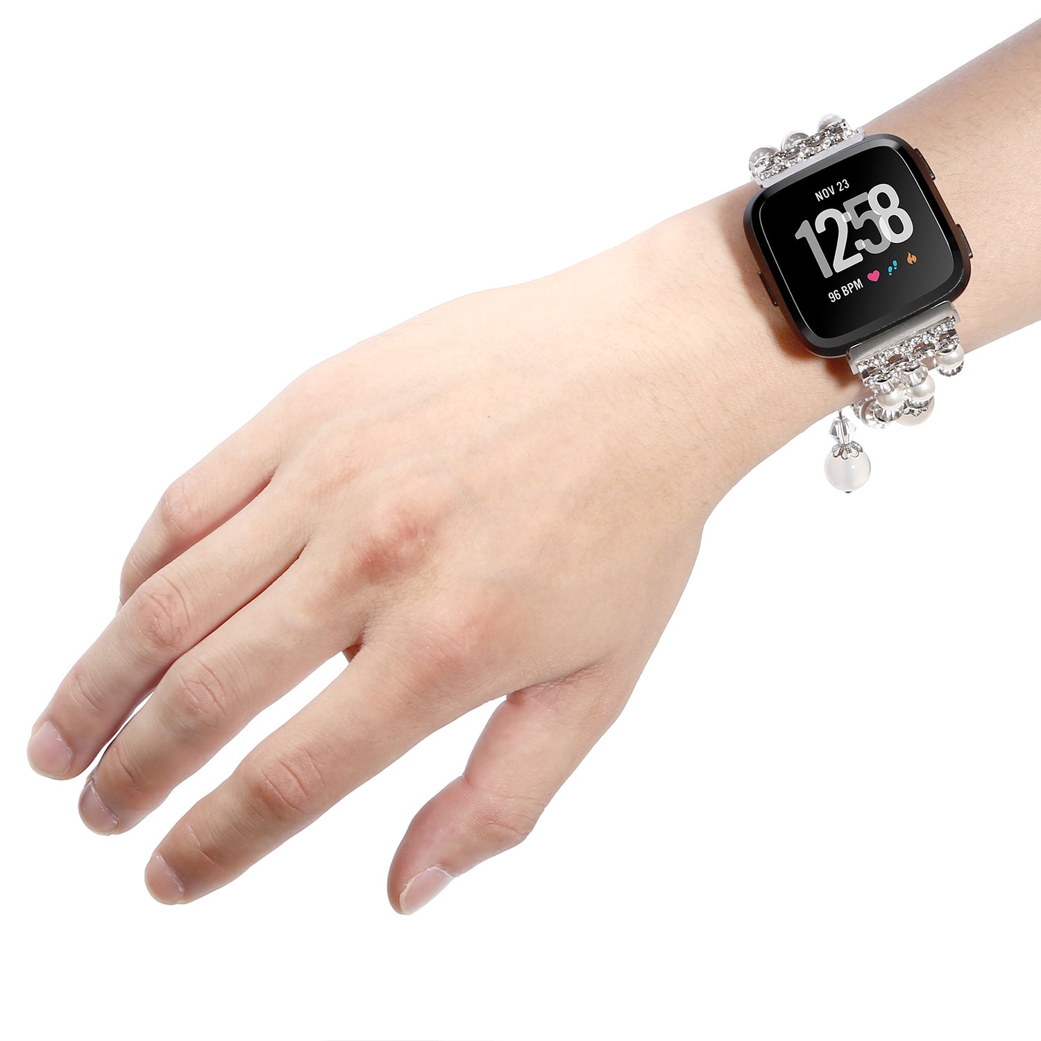 For Fitbit Versa/Versa 2/Versa Lite Agate Bracelet Watch Band Replacement Stylish Strap Wrist - Silver