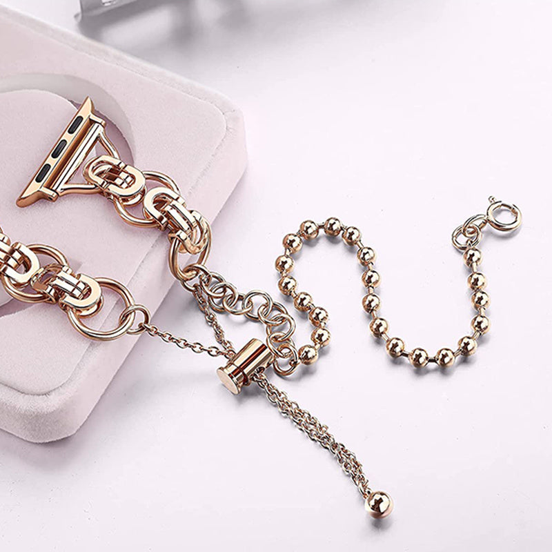 For Apple Watch Series 8 41mm / Series 7 41mm / SE / SE(2022) / SE / SE(2022)(2022) / Series 6 / 5 / 4 40mm / Series 3 / 2 / 1 38mm Watch Band Stainless Steel Bracelet Wristband Strap - Rose Gold - UNIQBUY