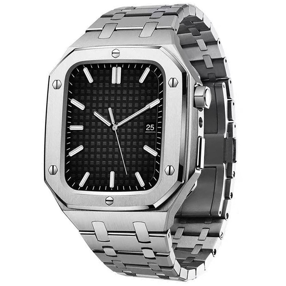 a black and white photo of a large clock 