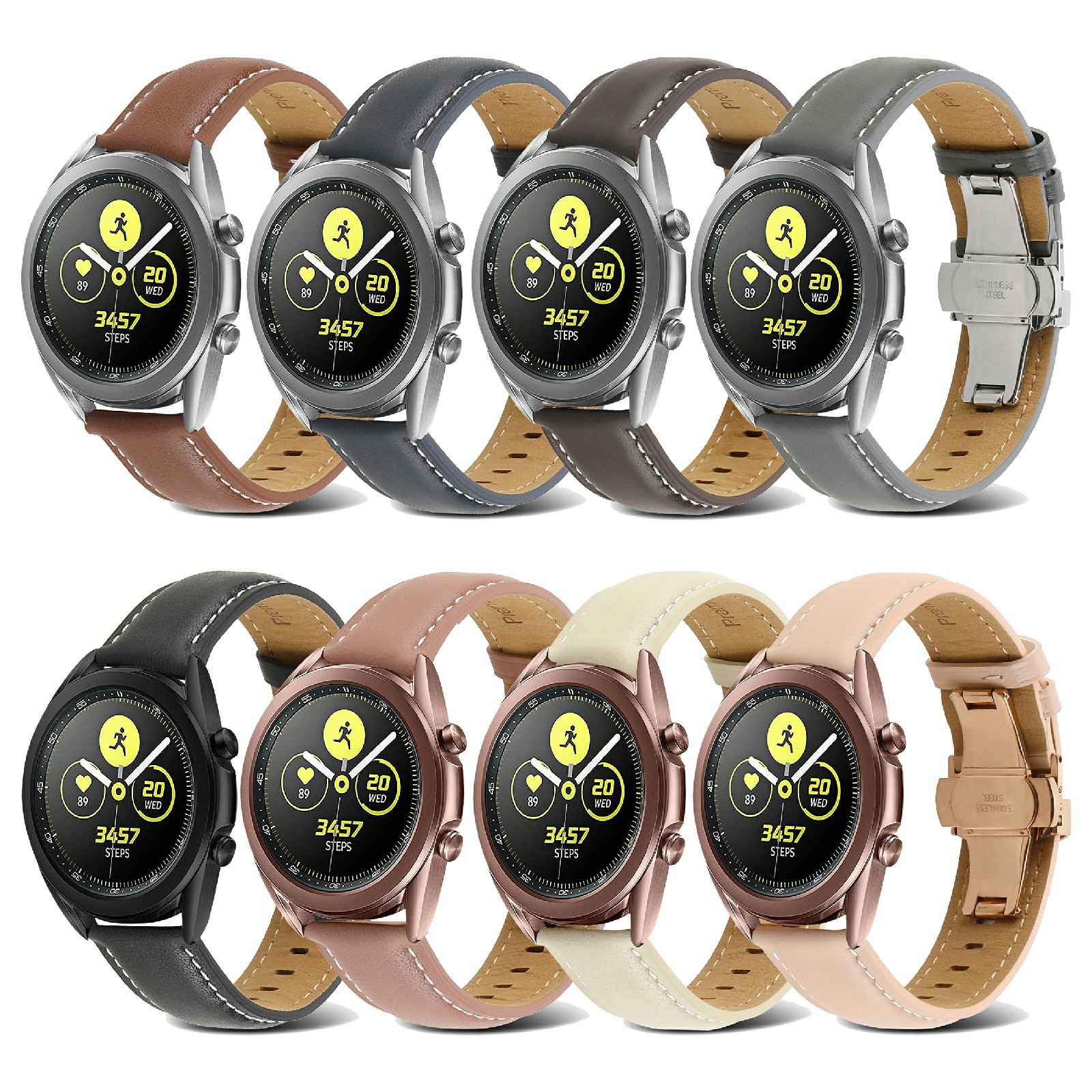 For Huawei Watch GT 3 Pro 46mm/Garmin Venu 2 22mm Stitching Line Genuine Leather Watch Band Strap Replacement - Dark Grey