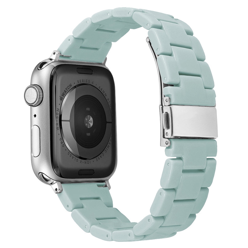 For Apple Watch Series 8 41mm / Series 7 41mm / 6 / 5 / 4 / SE / SE(2022) 40mm / 3 / 2 / 1 38mm Resin Watchband Sport Watch Replacement Strap with Folding Buckle - Light Green