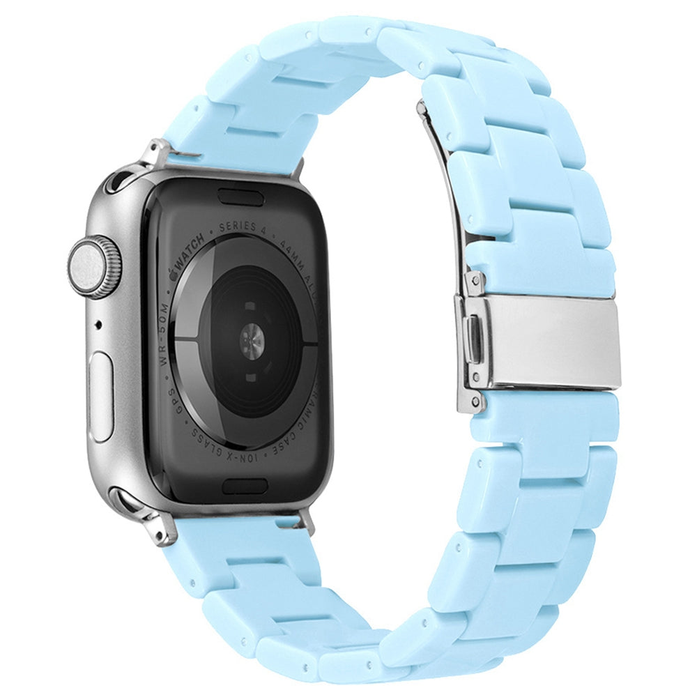 For Apple Watch Series 8 41mm / Series 7 41mm / 6 / 5 / 4 / SE / SE(2022) 40mm / 3 / 2 / 1 38mm Resin Watchband Sport Watch Replacement Strap with Folding Buckle - Baby Blue