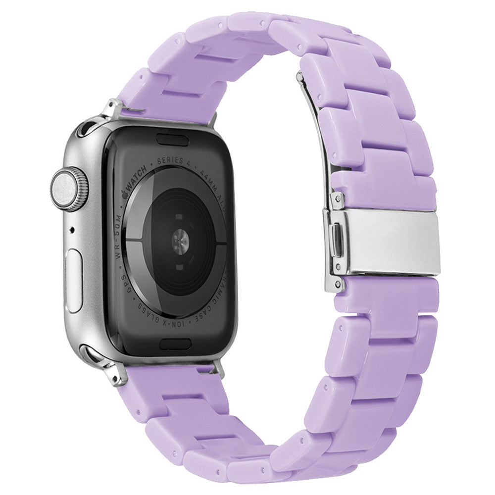 For Apple Watch Series 8 41mm / Series 7 41mm / 6 / 5 / 4 / SE / SE(2022) 40mm / 3 / 2 / 1 38mm Resin Watchband Sport Watch Replacement Strap with Folding Buckle - Light Purple