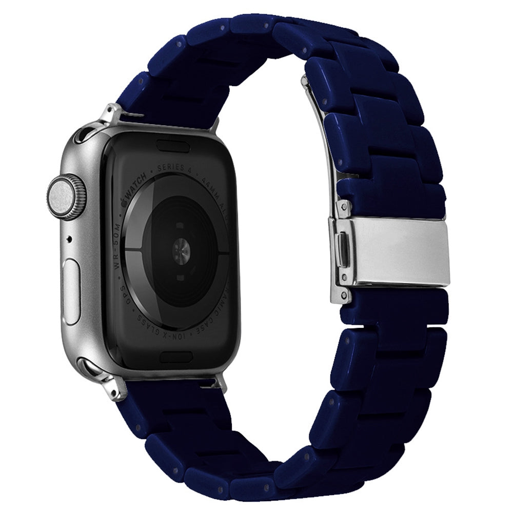 For Apple Watch Series 8 41mm / Series 7 41mm / 6 / 5 / 4 / SE / SE(2022) 40mm / 3 / 2 / 1 38mm Resin Watchband Sport Watch Replacement Strap with Folding Buckle - Dark Blue