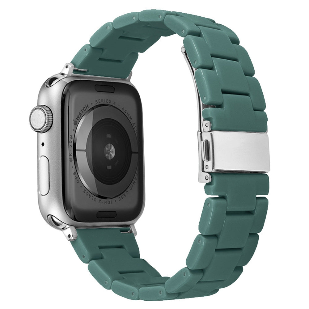 For Apple Watch Series 8 41mm / Series 7 41mm / 6 / 5 / 4 / SE / SE(2022) 40mm / 3 / 2 / 1 38mm Resin Watchband Sport Watch Replacement Strap with Folding Buckle - Green