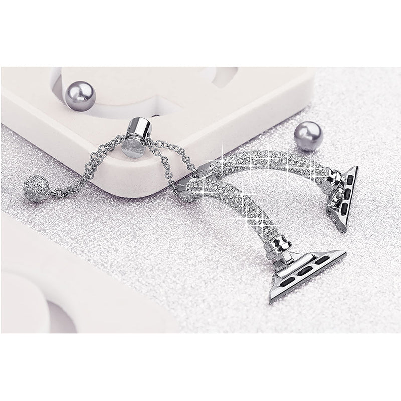 For Apple Watch Ultra 49mm / Series 8 45mm / 7 45mm / SE / SE (2022) 44mm / 4 / 5 / 6 44mm / 3 / 2 / 1 42mm Rhinestone Decor Anti-sweat Stylish Bracelet Metal Watch Band Wrist Strap Replacement - Silver - UNIQBUY