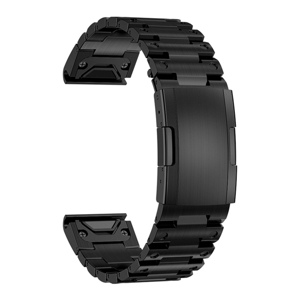 For Garmin Fenix 7X / 7X Solar / Enduro / Coros Vertix 2 Quick Release Watch Strap Stainless Steel Watch Band 26mm Replacement Strap with Folding Clasp - Black