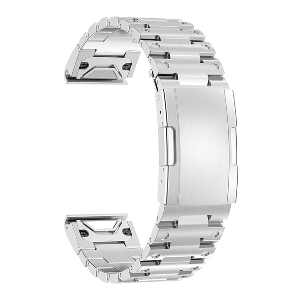 For Garmin Fenix 7X / 7X Solar / Enduro / Coros Vertix 2 Quick Release Watch Strap Stainless Steel Watch Band 26mm Replacement Strap with Folding Clasp - Silver