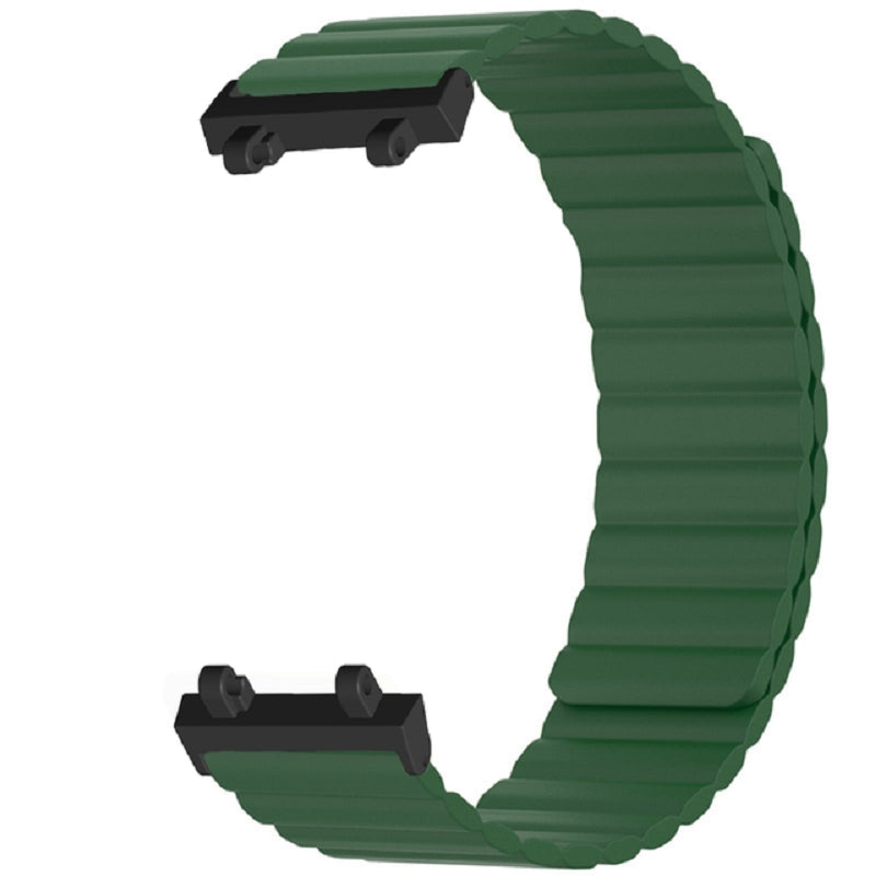 Magnetic Sweat-proof Watch Band for Huami Amazfit T-Rex 2 Adjustable Silicone Wrist Strap Dual-Color Design - Army Green