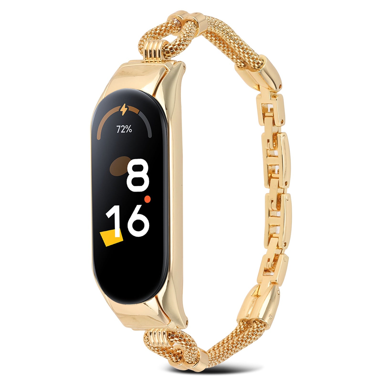 For Xiaomi Mi Band 5 / 6 Metal Strap with Watch Case Delicate Copper Chain Replacement Watchband - Gold