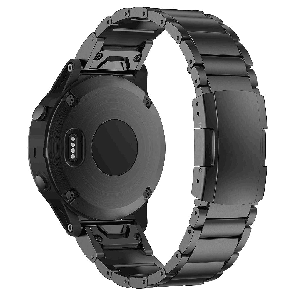 For Garmin Descent G1 / Fenix 7 / 6 Pro / 5 Plus Titanium Steel 3 Beads Smart Watch Band 22mm Universal Quick Release Replacement Strap - Black