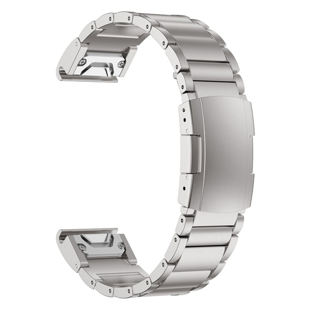 For Garmin Descent G1 / Fenix 7 / 6 Pro / 5 Plus Titanium Steel 3 Beads Smart Watch Band 22mm Universal Quick Release Replacement Strap - Silver