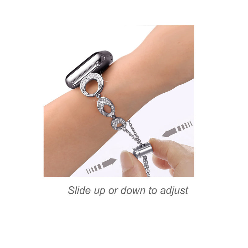 For Apple Watch Ultra 49mm / Series 8 / 7 45mm / Series 6 / 5 / 4 / SE / SE(2022) 44mm / Series 3 / 2 / 1 42mm Metal Bracelet Watch Band Rhinestone Decor Replacement Strap - Silver - UNIQBUY