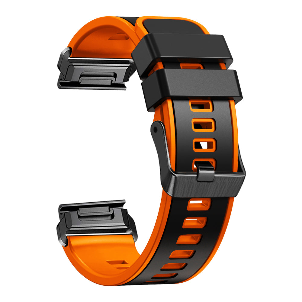 For Garmin Descent G1 / Instinct 2 Watch Strap Replacement Quick Release Dual-color Silicone Watch Band - Black / Orange