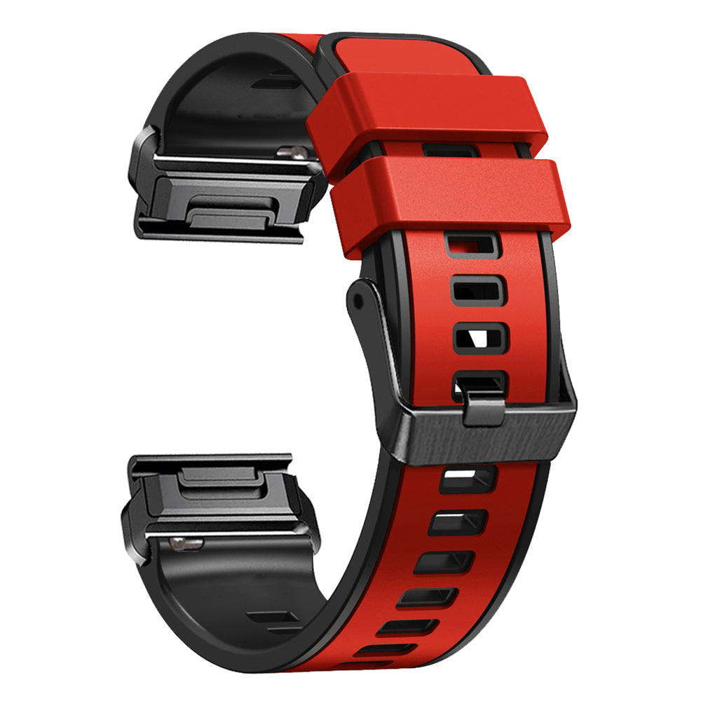 For Garmin Descent G1 / Instinct 2 Watch Strap Replacement Quick Release Dual-color Silicone Watch Band - Red / Black