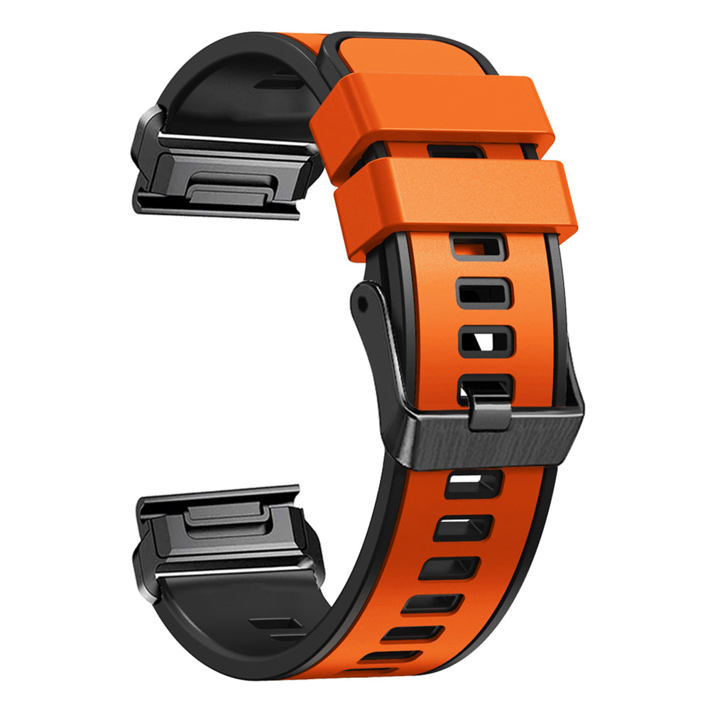 For Garmin Tactix 7 Pro / Tactix Delta Replacement Wristband Quick Release Dual-color Soft Silicone Sport Watch Band - Orange / Black