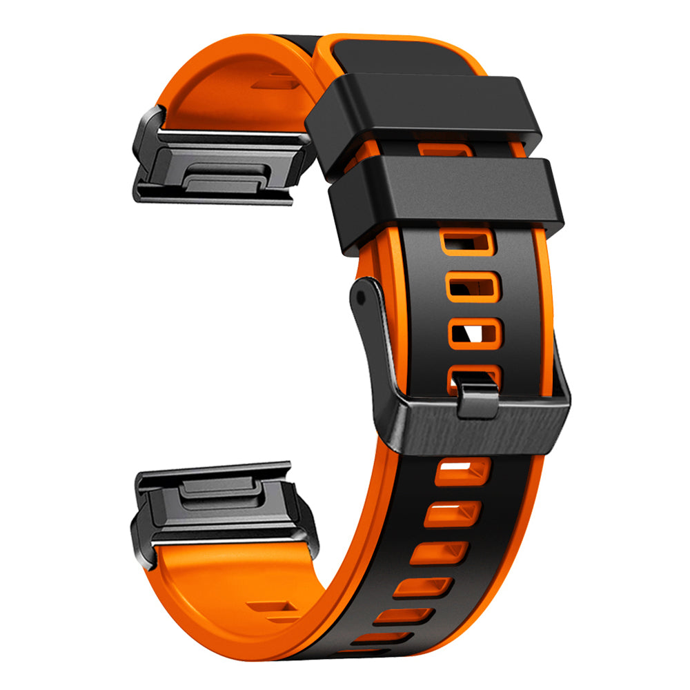 For Garmin Tactix 7 Pro / Tactix Delta Replacement Wristband Quick Release Dual-color Soft Silicone Sport Watch Band - Black / Orange