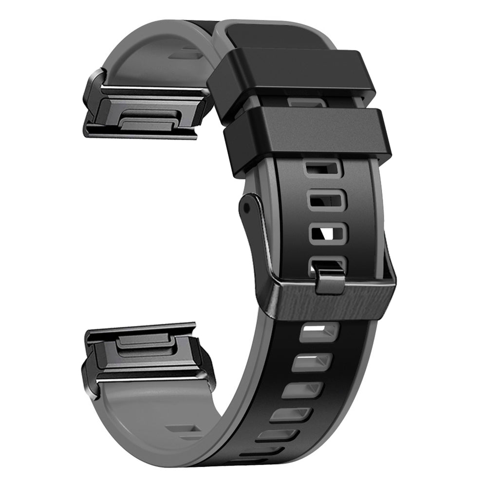 For Garmin Tactix 7 Pro / Tactix Delta Replacement Wristband Quick Release Dual-color Soft Silicone Sport Watch Band - Black / Grey