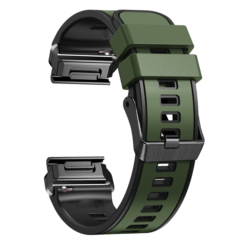 For Garmin Tactix 7 Pro / Tactix Delta Replacement Wristband Quick Release Dual-color Soft Silicone Sport Watch Band - Army Green / Black