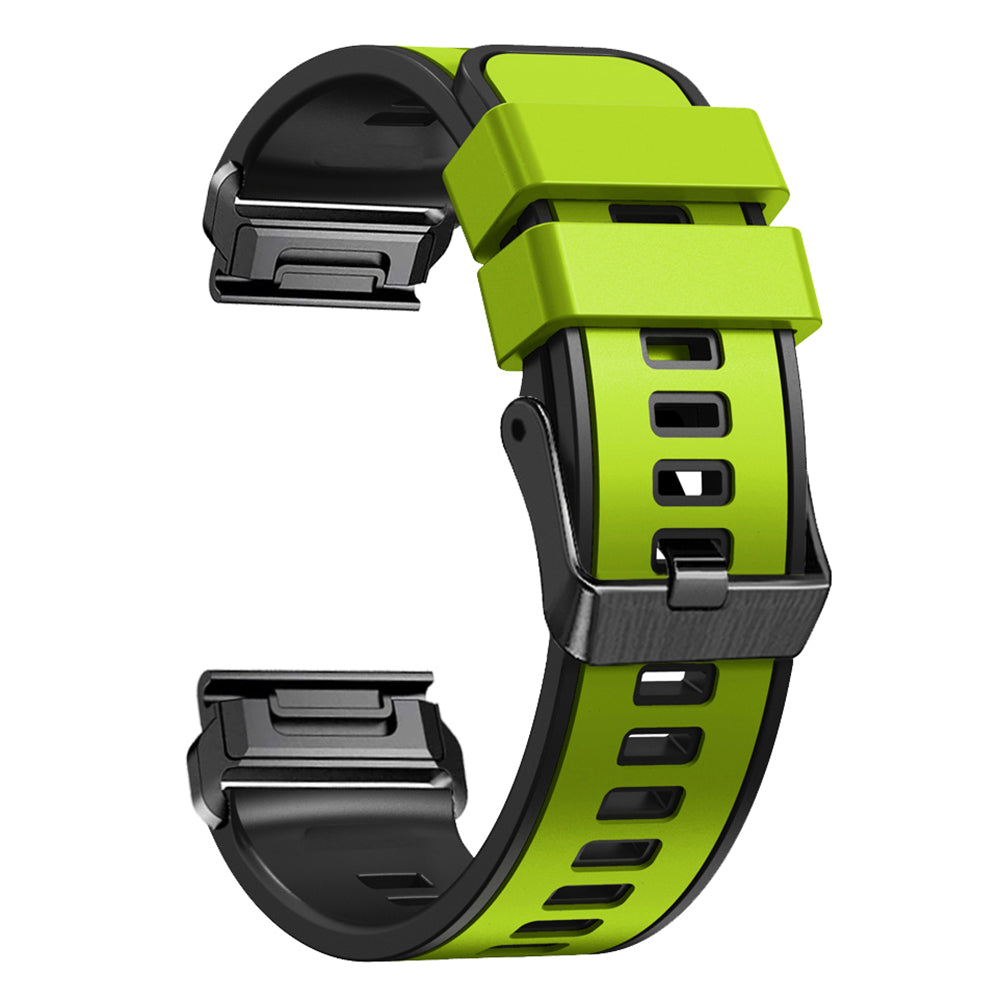 For Garmin Tactix 7 Pro / Tactix Delta Replacement Wristband Quick Release Dual-color Soft Silicone Sport Watch Band - Lime / Black