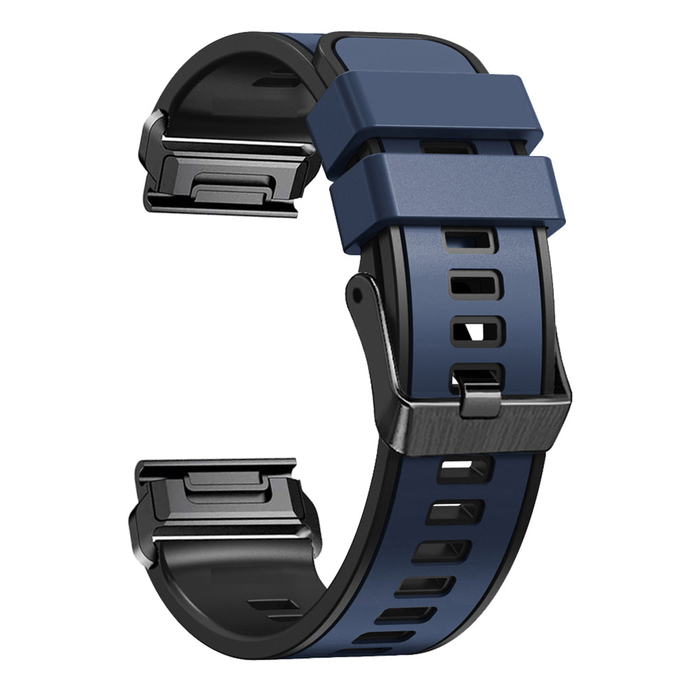 For Garmin Tactix 7 Pro / Tactix Delta Replacement Wristband Quick Release Dual-color Soft Silicone Sport Watch Band - Dark Blue / Black