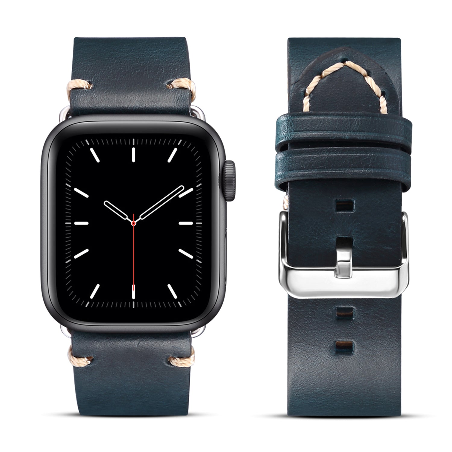 For Apple Watch Series 8 / 7 41mm / Series 6 / 5 / 4 / SE / SE (2022) 40mm / Series 3 / 2 / 1 38mm DOL Cowhide Leather Watch Band Adjustable Pin Buckle Replacement Wrist Strap - Blue - UNIQBUY