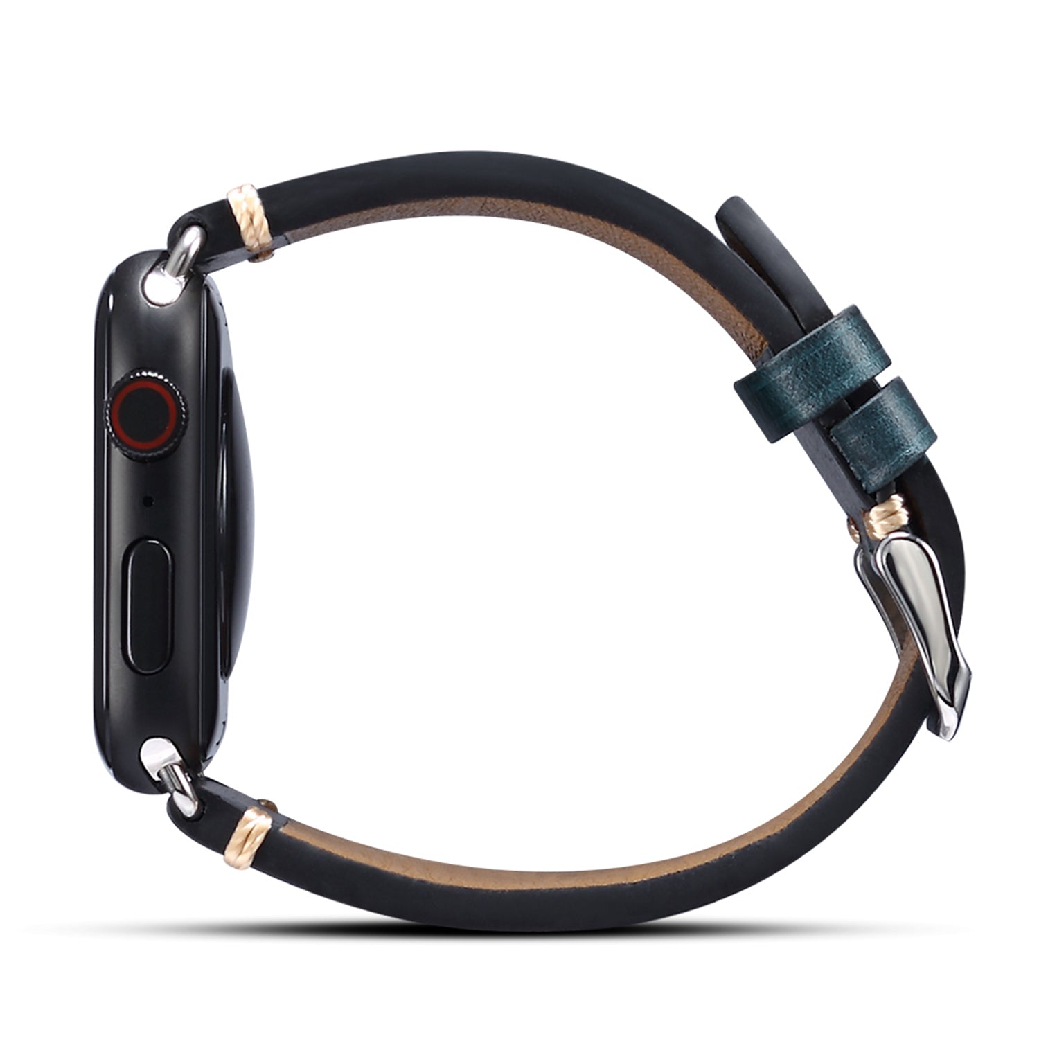 For Apple Watch Series 8 / 7 41mm / Series 6 / 5 / 4 / SE / SE (2022) 40mm / Series 3 / 2 / 1 38mm DOL Cowhide Leather Watch Band Adjustable Pin Buckle Replacement Wrist Strap - Blue - UNIQBUY