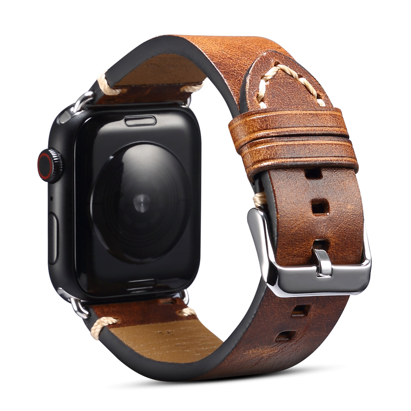 For Apple Watch Series 8 Aluminum / 8 / 7 45mm / Series 6 / 5 / 4 / SE / SE (2022) 44mm / Series 3 / 2 / 1 42mm DOL Waxy Cowhide Leather Watch Band Adjustable Pin Buckle Wrist Strap Replacement - Brown - UNIQBUY