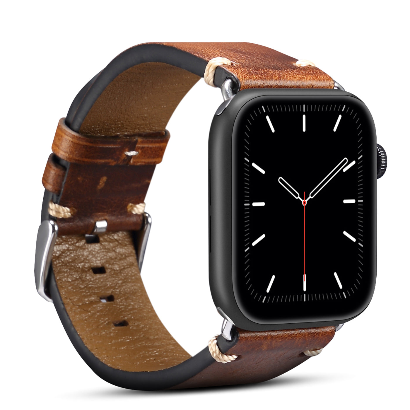 For Apple Watch Series 8 Aluminum / 8 / 7 45mm / Series 6 / 5 / 4 / SE / SE (2022) 44mm / Series 3 / 2 / 1 42mm DOL Waxy Cowhide Leather Watch Band Adjustable Pin Buckle Wrist Strap Replacement - Brown - UNIQBUY