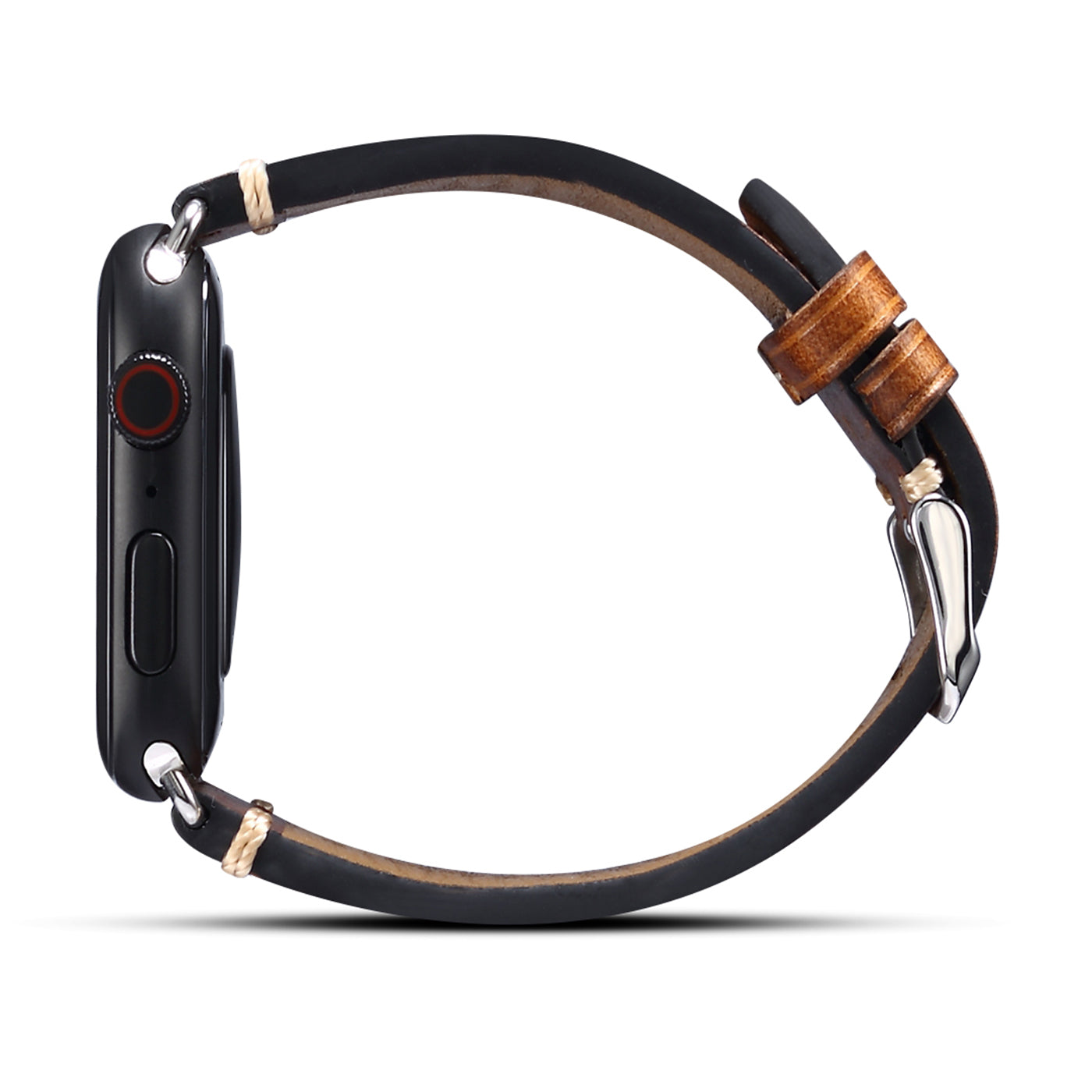 For Apple Watch Series 8 Aluminum / 8 / 7 45mm / Series 6 / 5 / 4 / SE / SE (2022) 44mm / Series 3 / 2 / 1 42mm DOL Waxy Cowhide Leather Watch Band Adjustable Pin Buckle Wrist Strap Replacement - Brown - UNIQBUY