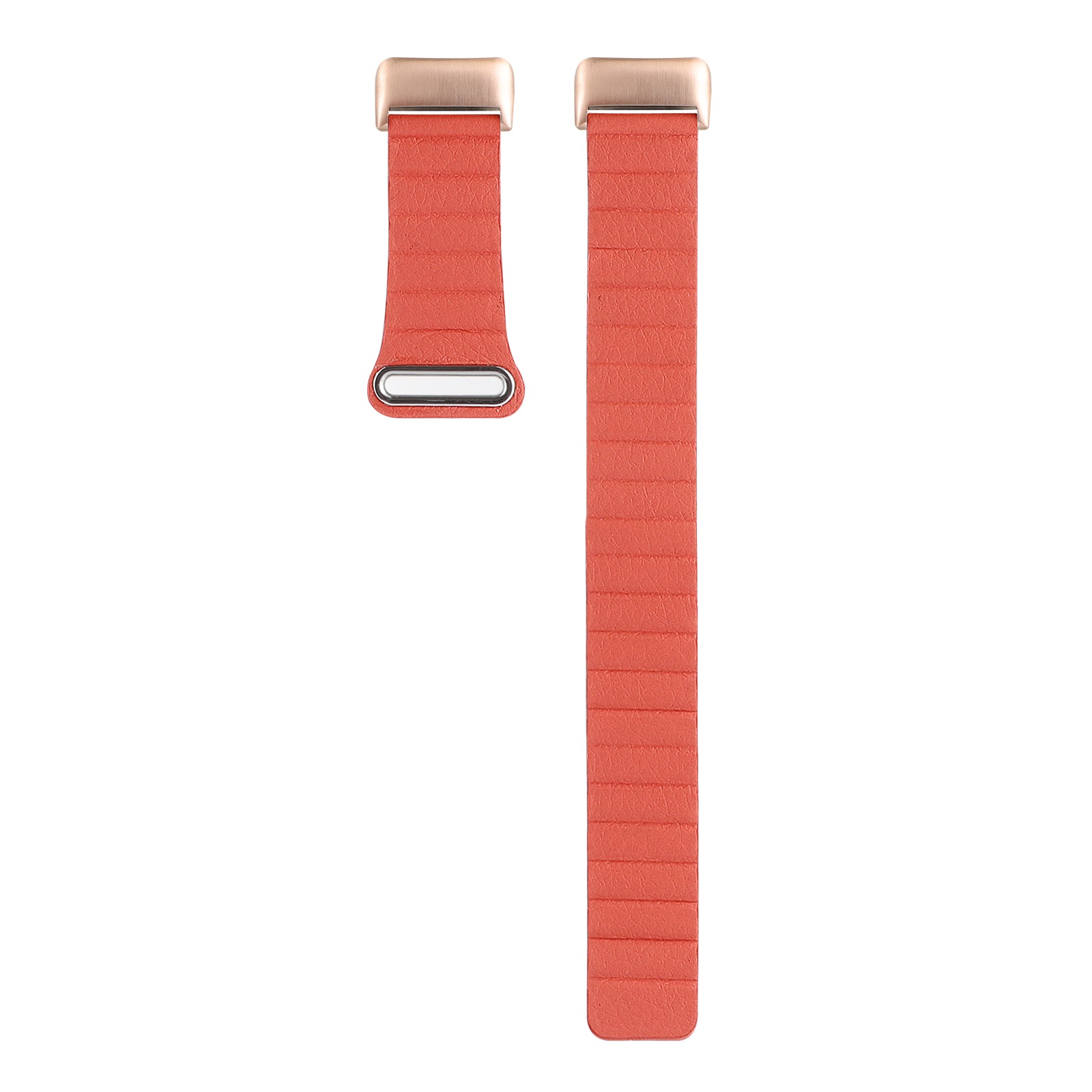 For Fitbit Charge 5 Replacement Magnetic Wrist Band Genuine Leather Adjustable Watch Strap - Orange