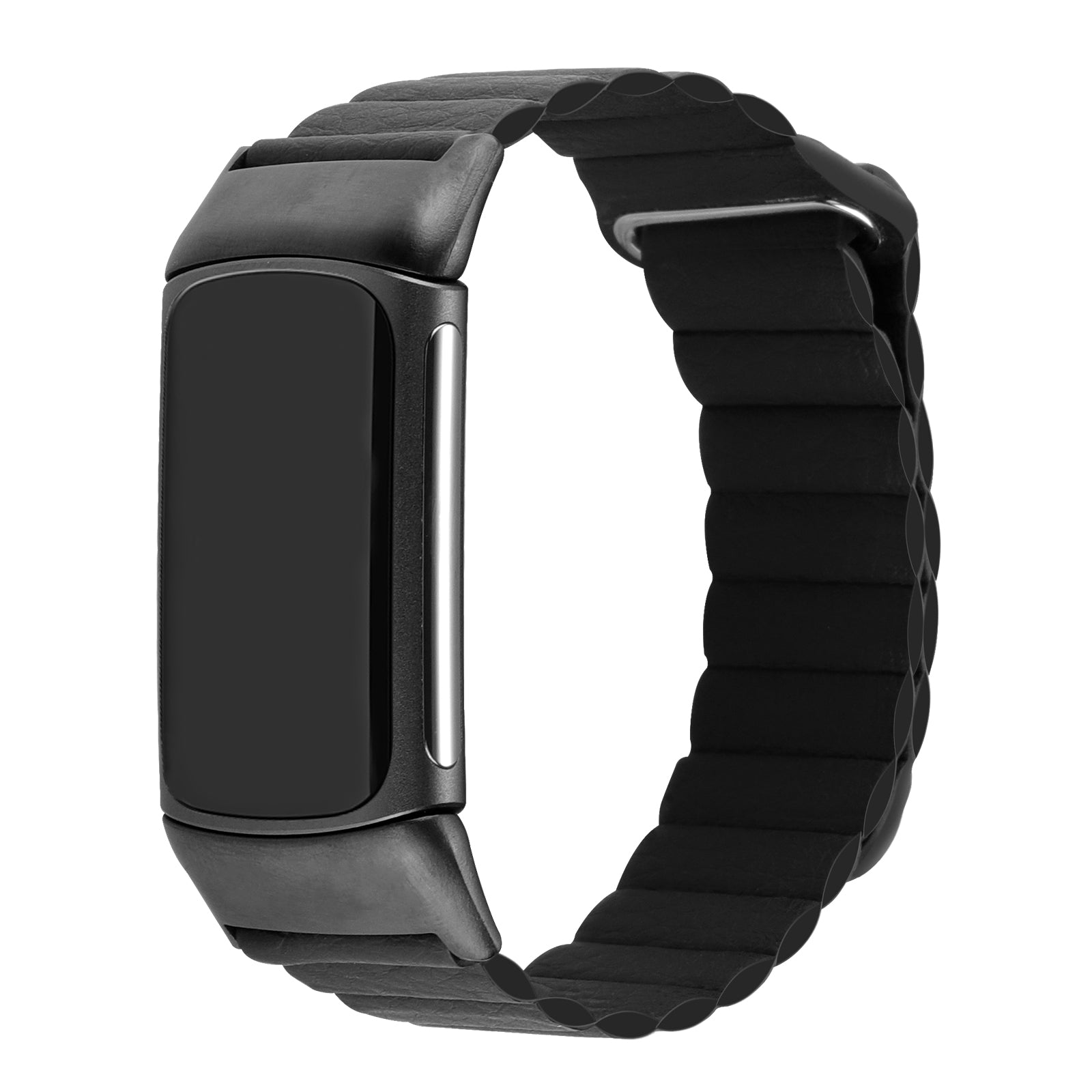 For Fitbit Charge 5 Replacement Magnetic Wrist Band Genuine Leather Adjustable Watch Strap - Black