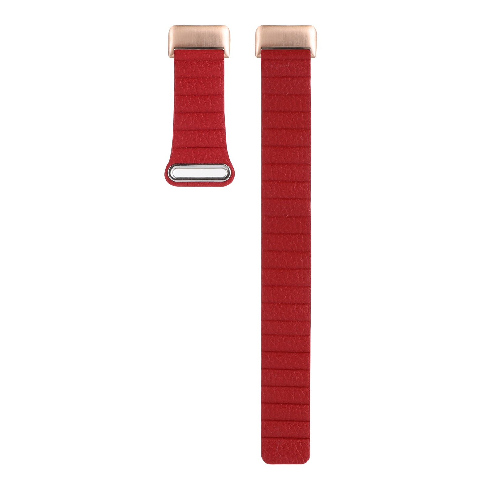 For Fitbit Charge 5 Replacement Magnetic Wrist Band Genuine Leather Adjustable Watch Strap - Red