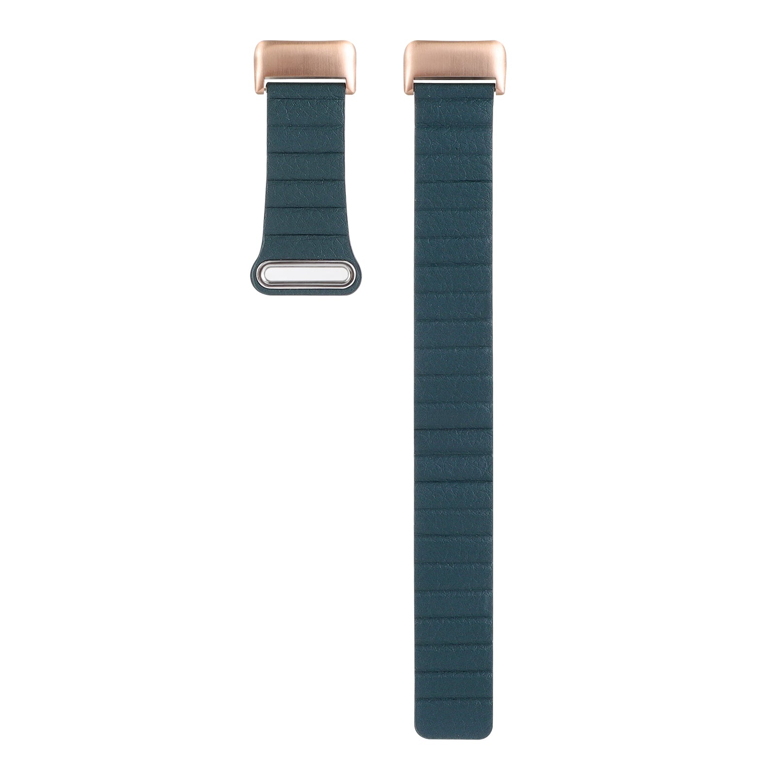 For Fitbit Charge 5 Replacement Magnetic Wrist Band Genuine Leather Adjustable Watch Strap - Dark Green