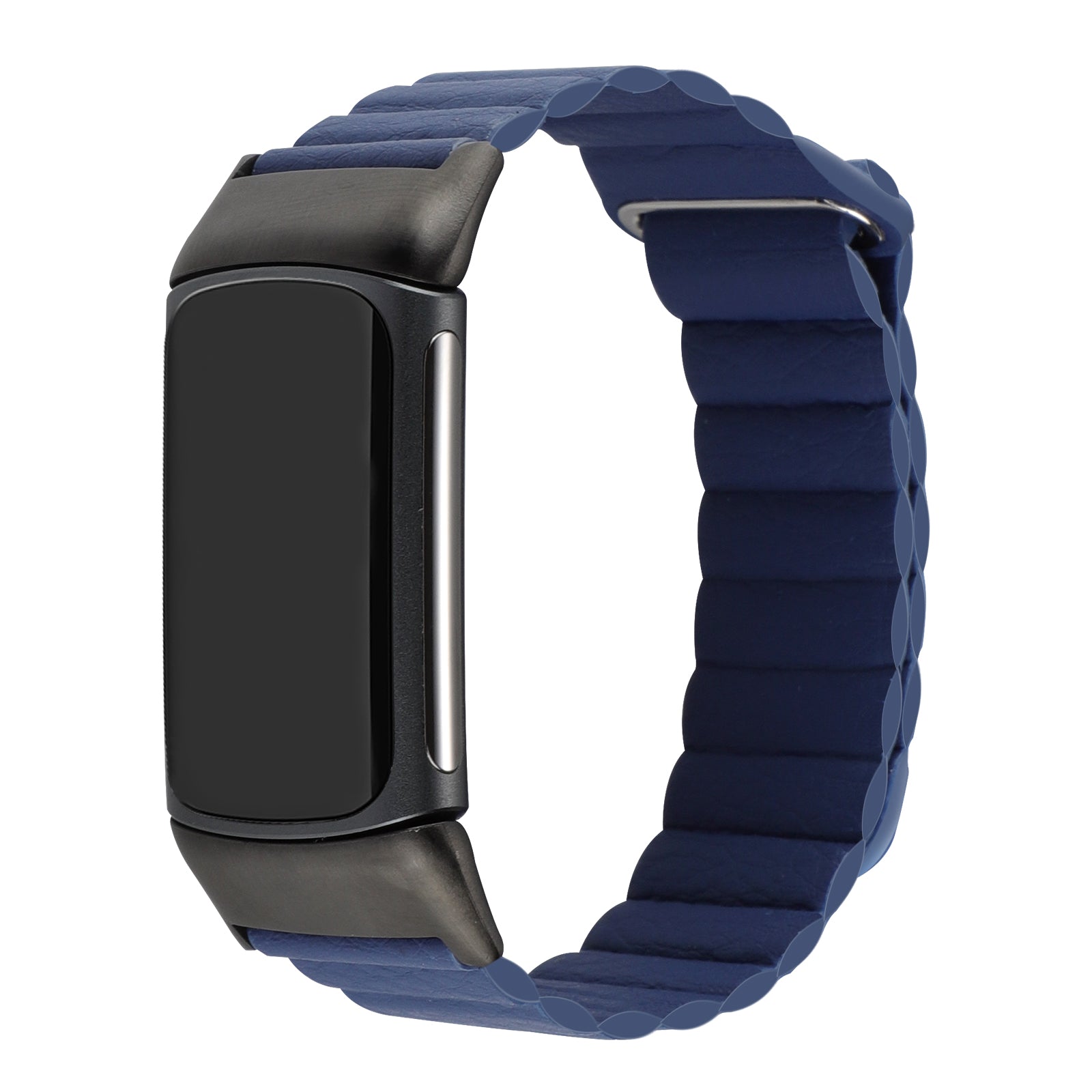 For Fitbit Charge 5 Replacement Magnetic Wrist Band Genuine Leather Adjustable Watch Strap - Midnight Blue