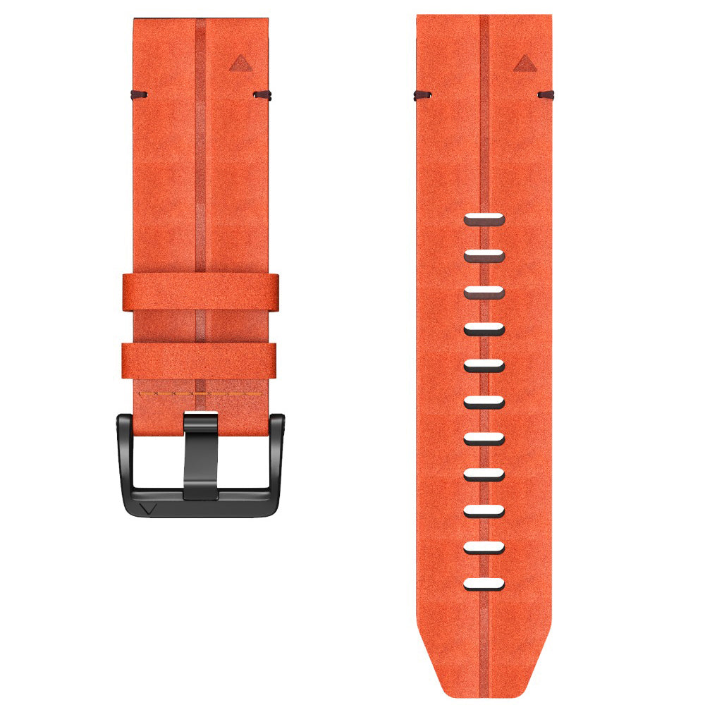 For Garmin Fenix 7 Adjustable Wrist Band Genuine Leather Replacement Smartwatch Strap - Brown