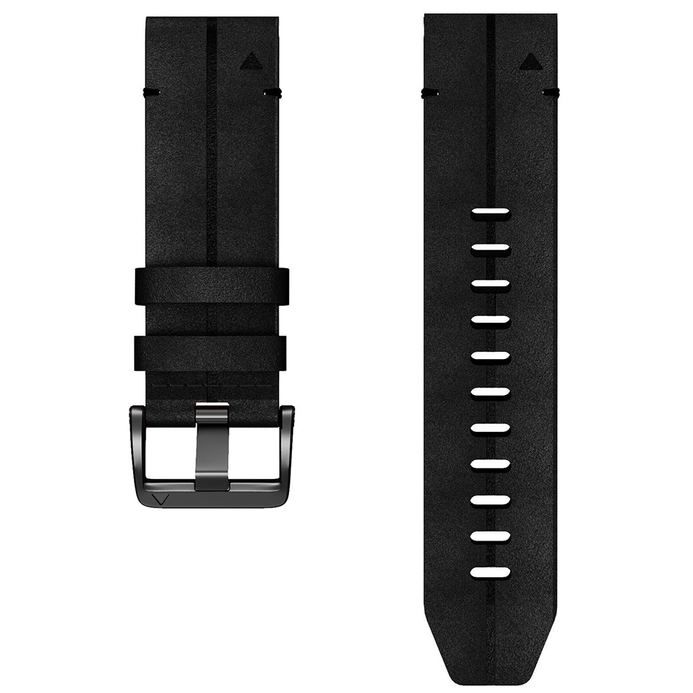 For Garmin Fenix 7X Genuine Leather Watch Band Replacement Wrist Strap - Black