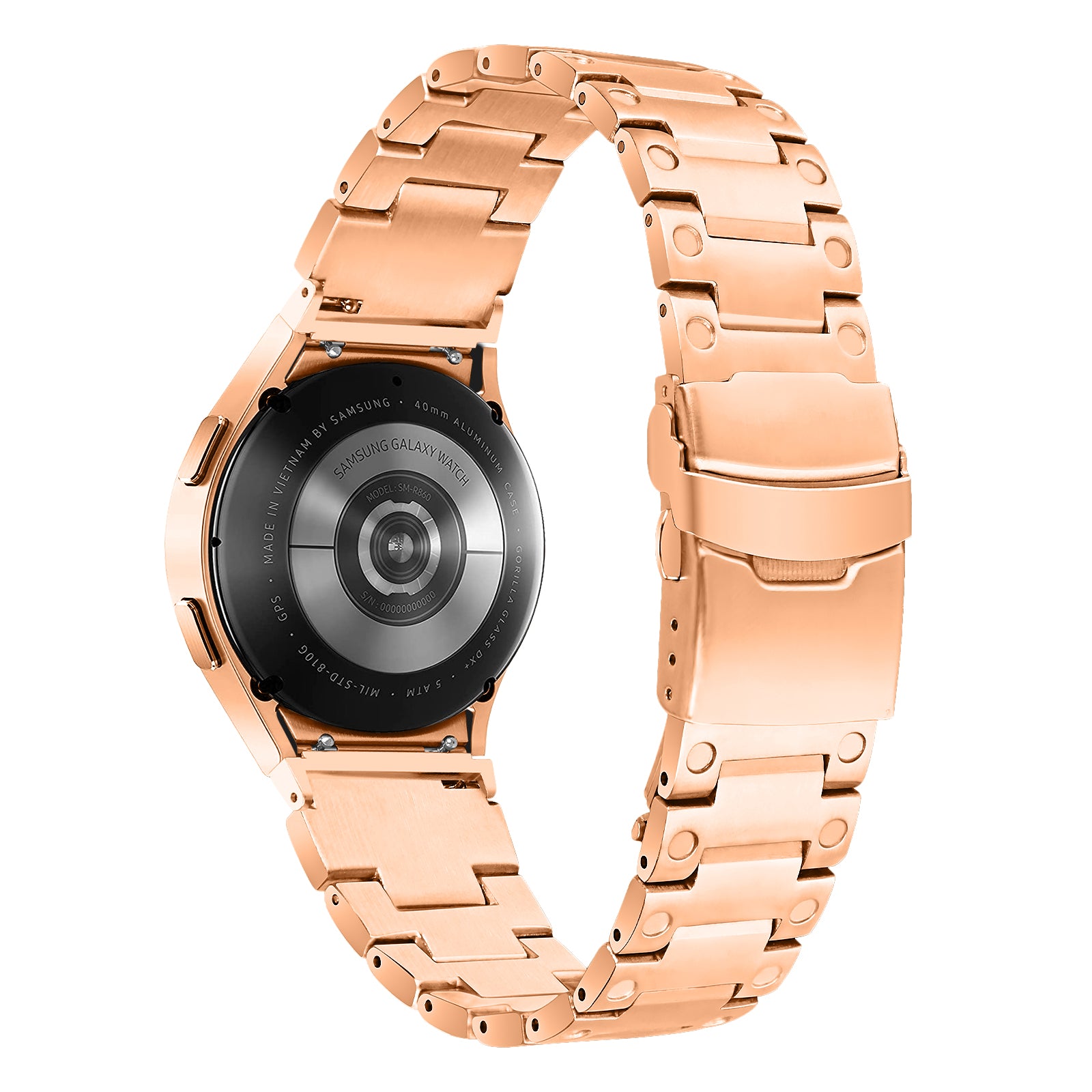 For Samsung Galaxy Watch 5 Active 40mm 44mm / Watch 5 Pro 45mm Watchband Replacement Stainless Steel Wrist Strap - Rose Gold