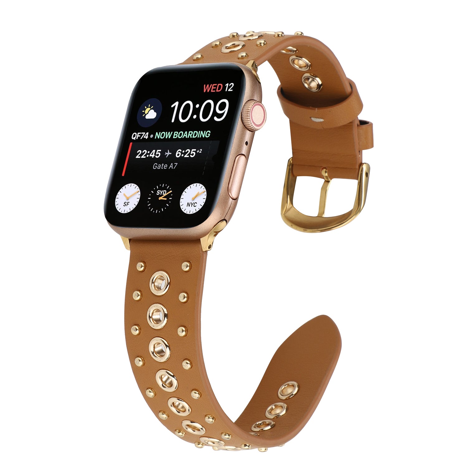 For Apple Watch Ultra 49mm / Series 8 / 7 45mm / 6 / 5 / 4 / SE / SE (2022) 44mm / 3 / 2 / 1 42mm Genuine Leather Strap Rivets Watchband - Brown