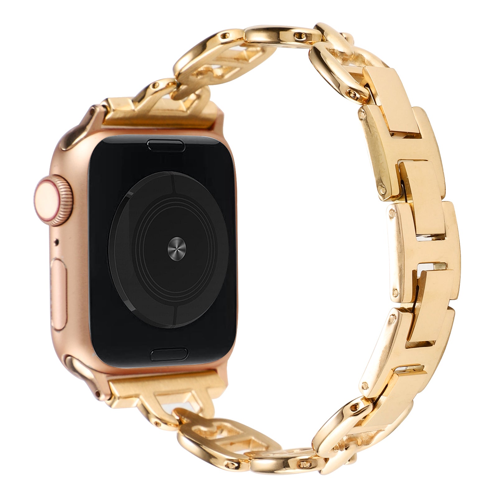 For Apple Watch Series 8 / 7 41mm / 6 / 5 / 4 / SE / SE (2022) 40mm / 3 / 2 / 1 38mm Wrist Band Replacement Metal Watch Strap - Gold - UNIQBUY
