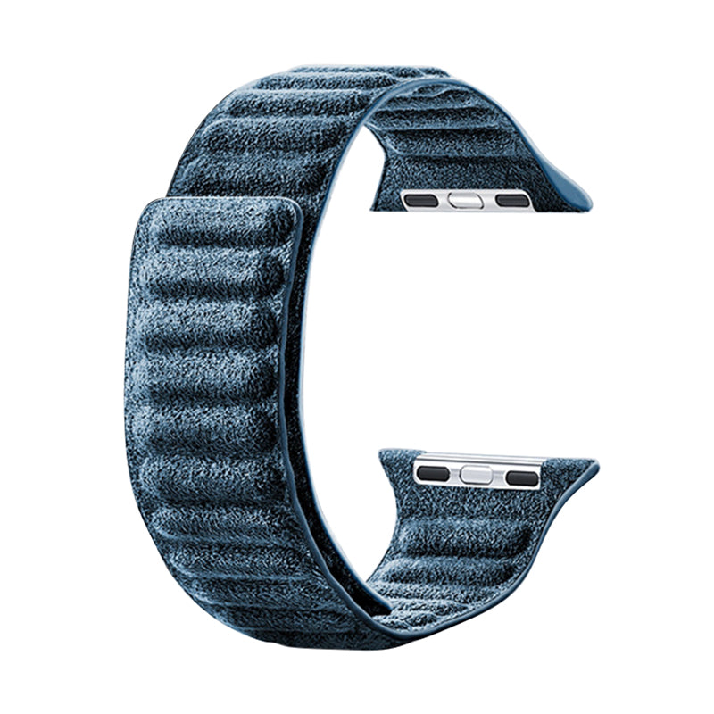 For Apple Watch Series 8 7 41mm / Series 6 5 4 SE SE (2022) 40mm / Series 3 2 1 38mm Watchband Suede Leather Magnetic Strap - Navy Blue