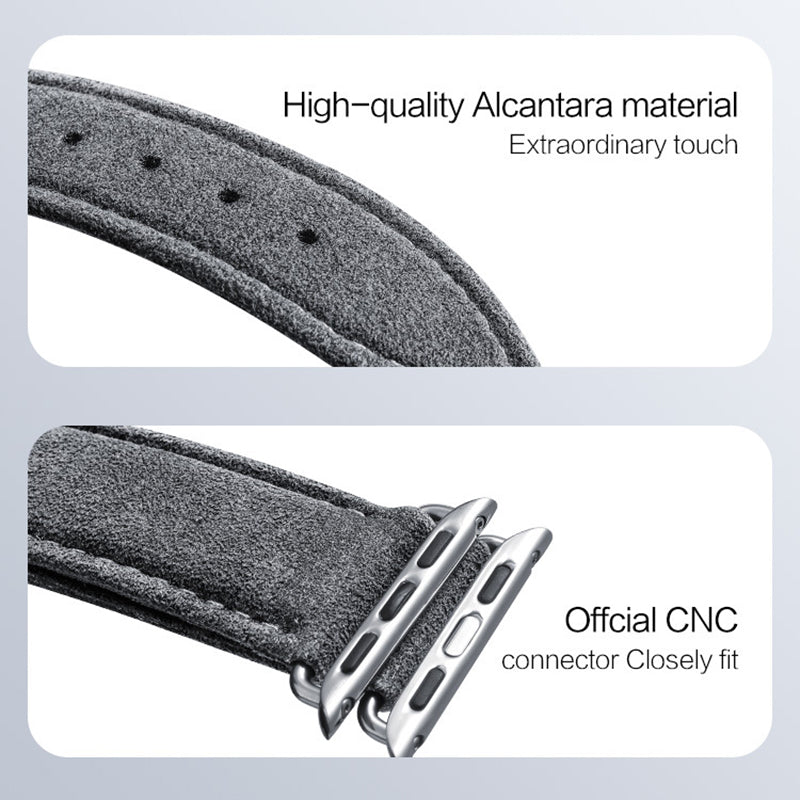 For Apple Watch Series 8 7 41mm / Series 6 5 4 SE SE (2022) 40mm / Series 3 2 1 38mm Watch Strap Suede Leather Wrist Band - Dark Grey